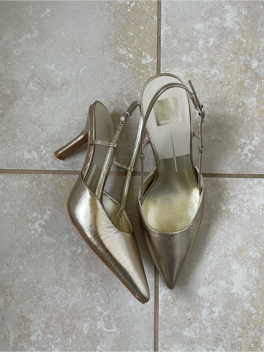 Dolce Vita Metallic Gold Pointed Slingback Heels